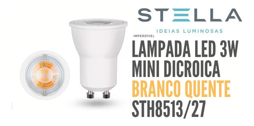Lâmpada Led Mini Dicroica Stella 3w Gu10 2700k Sht20513/27