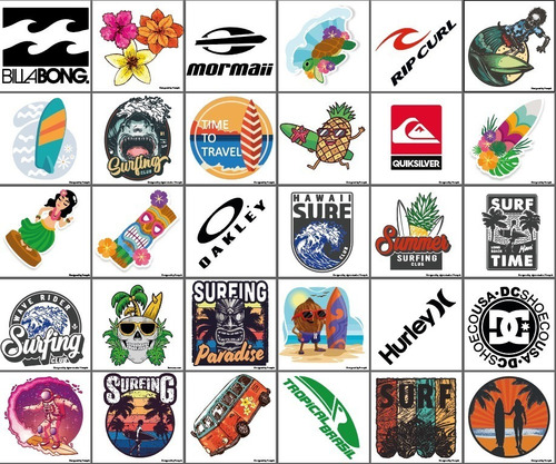 Adesivos Stickers Marcas Surf 8x8 30 Pcs