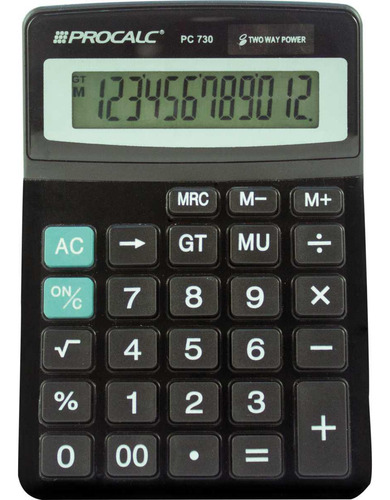 Calculadora De Mesa 12 Dígitos Pc730 Preta