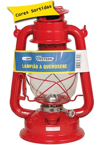 Lampião A Querosene Médio 30cm Western 1005 Vermelho