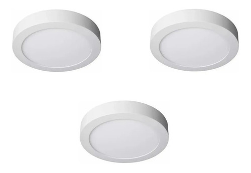 Pack 3 Focos Led Panel Plafon Redondo Sobrepuesto 18w Blanco