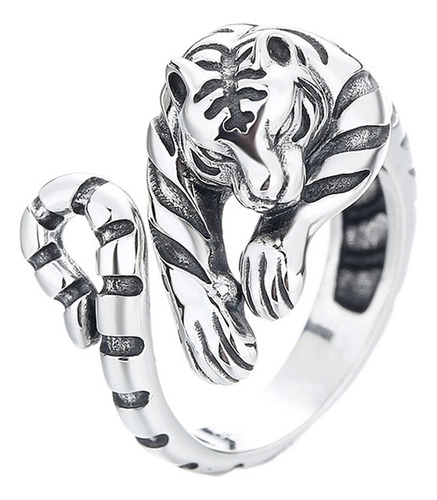 Calidad Anillo Vintage Tigre Plata For Hombre