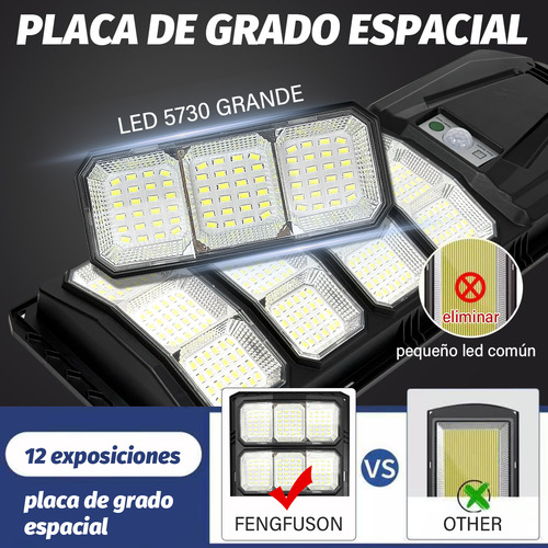 Lámpara Solar Exterior 288 Led Panel IP65 lmpermeable Sensor de Movimiento para Jardin Suburbano Garaje Alumbrado Luz