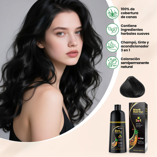 Shampoo Para Canas 500ml Natural Jengibre Tinte Cubre Canas