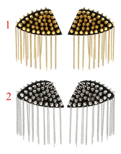1 Par Charretera Epaulette Con Remaches Y Borlas De Cadena
