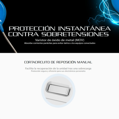 Protector De Sobretensión Forza Fsp-612usbw, 6 Tomas + 2 Usb