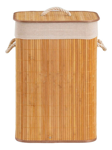 Cesto Bambu Forrado Roupas Sujas Multiuso E Organizador 40x30x60 Easy Decor