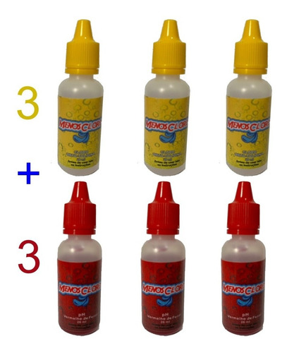 Imagem 1 de 4 de Kit 6 Reagentes Para Teste De Ph E Cloro Para Piscinas
