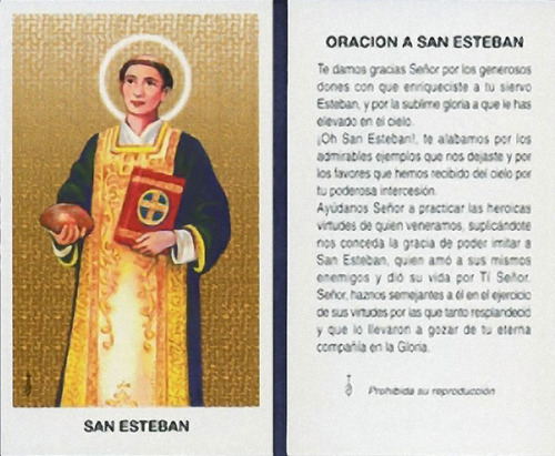 Estampas San Esteban Santos Santoral X 100 Un Souvenirs