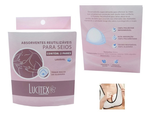Imagem 3 de 6 de Absorvente Seios Protetor Amamentação: 2 Pares Reutilizável