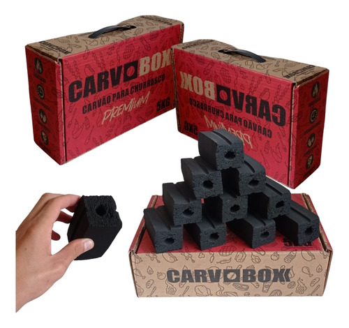 Kit 3 Caixas De Carvão Para Churrasco Premium Ecologico 5kg