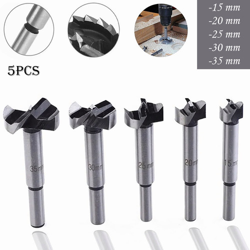 Imagen 8 de 8 de Brocas Forstner Bisagra, Muebles De Cocina Y Puertas 5 Pcs