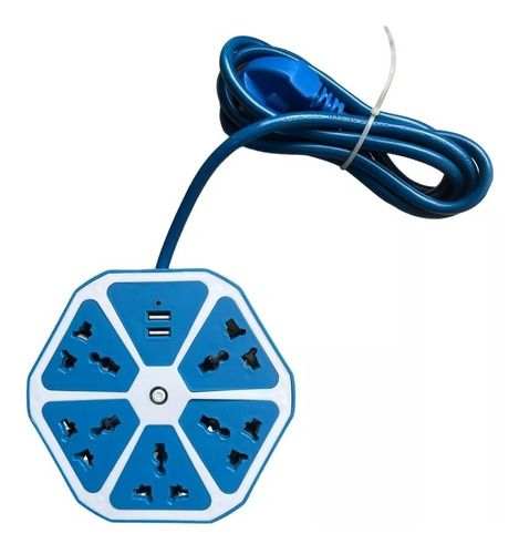 Zapatilla Alargue Hexagonal Universal 5 Tomas + 2 Usb 1.5mts