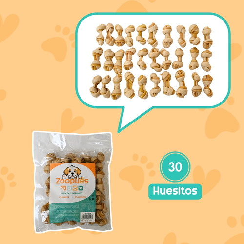 Premios Sin Carnaza Para Perro 30 Huesitos C/pollo Zooplies