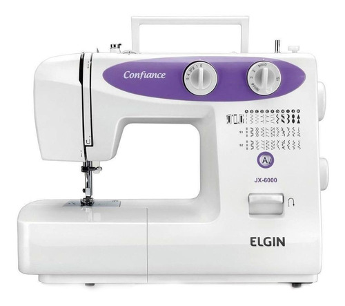 Máquina de costura reta Elgin Confiance JX-6000 portátil branca 110V