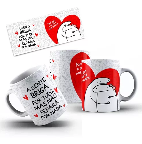 Caneca 325ml Namorados Meme Flork Cerâmina Envio Imediato