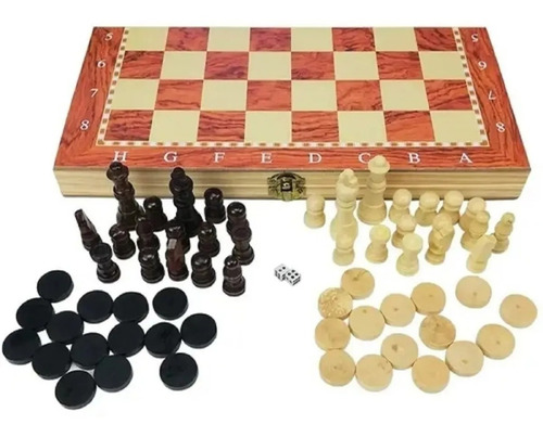Ajedrez Tablero Ajedrez, Damas,backgammon 29x29cm De Madera