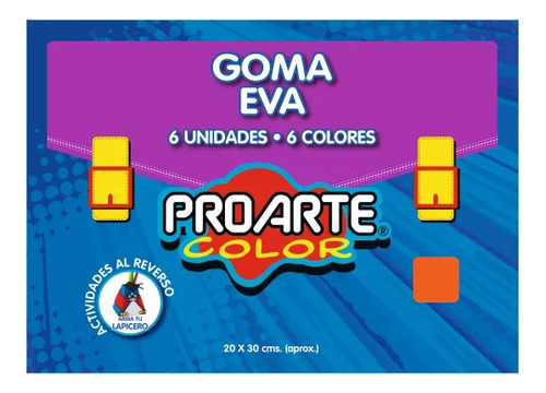 Pack X 3 Goma Eva 6 Colores Proarte 20x30cm