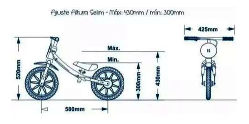 Imagem 7 de 8 de Bicicleta Infantil Sem Pedal Equilíbrio Balance Nathor