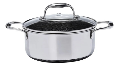 Oxford 104672 Caçarola Em Aço Inox Cooking Pro Hive 20cm Prata e Preto