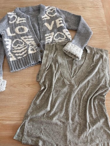 Lote Mujer Sweter Suéter Gris Y Musculosa Overside