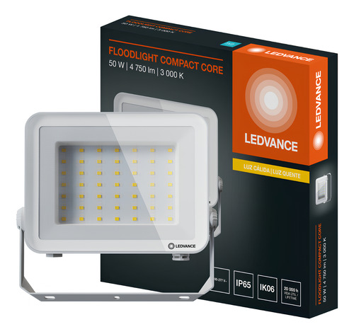 Refletor Floodlight Compact Branco 50w Ip65 Bivolt Ledvance