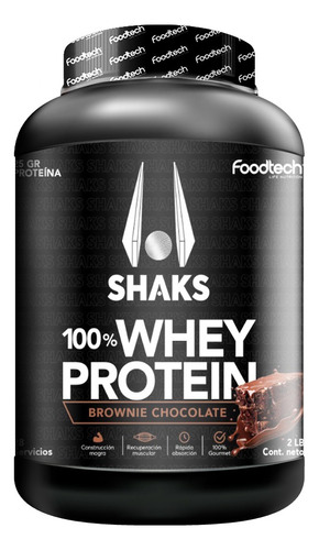 Shaks 100% Whey Protein 2 Lbs - Foodtech Sabor Brownie Chocolate