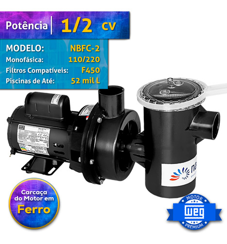 Bomba Carcaça De Ferro Nautilus 0,5cv Nbfc-2 Mono - 52.000lt