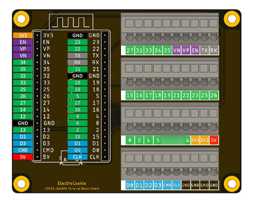 Kit De Escudo Terminales Compatible Con Esp32 Devkitc