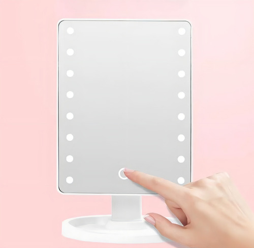 Espelho Camarim Para Maquiagem De Mesa Com Led Portátil Já! Cor Da Moldura Rosa
