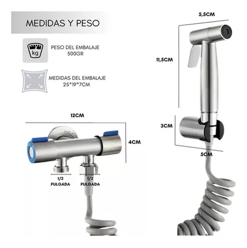 Ducha Bidet Arabe Kit Completo Inodoro Acero Inoxidable