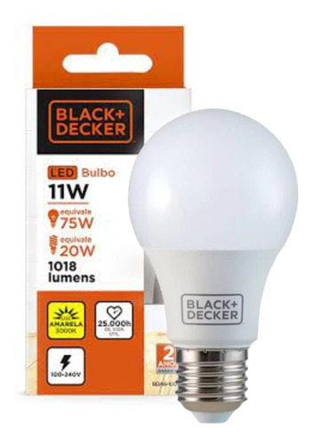 Lampada Led Bulbo A60 11w 3000k Black+decker