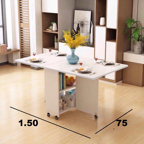 Mesa Libro Plegable Cocina Con Estante 1.50 X 75