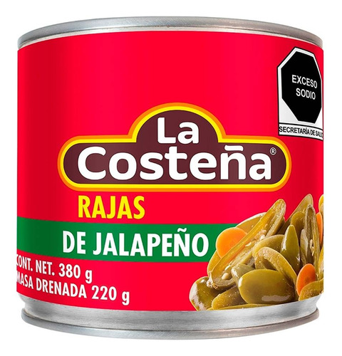 2 Pza Rajas De Jalapeño La Costeña En Escabeche 380 G