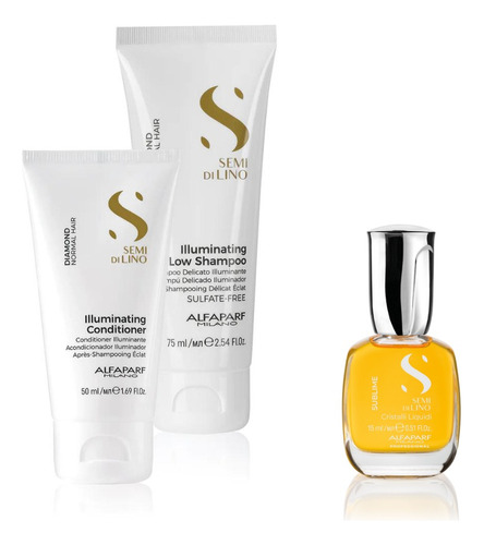 Alfaparf Sdl Diamond Shampoo + Acondicionador Travel + Oleo 