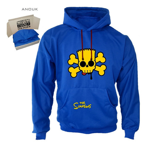 Imagen 3 de 10 de Buzo Hoodie Personalizado Saco Bart Simpson Calavera Unisex