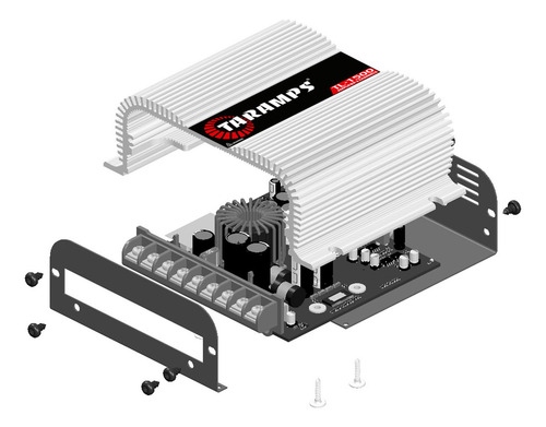 Modulo Taramps Tl 1500 2 Ohms Amplificador 3 Canais Som Automotivo Tl1500 390w Rms + Cabo Rca S400 Vermelho