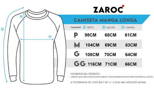 Imagem 8 de 8 de Kit 5 Camiseta Manga Longa Masculina Slim Algodão 30.1 Zaroc