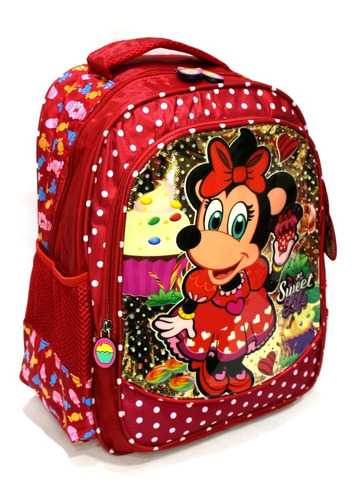 Mochila Infantil Minnie Mouse Sweet Life G Costas  Estojo Cor Vermelho Desenho do tecido Minnie Vozz