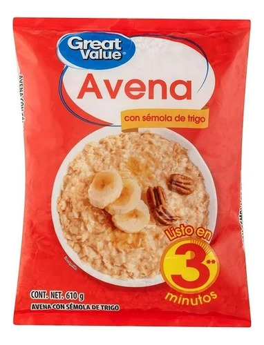 8 Pzas Avena Con Sémola Great Value 610 G