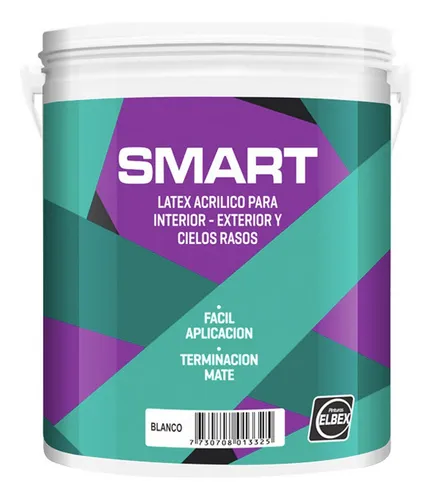 Látex Smart Elbex Interior-exterior X 3,6 Lts Acabado Mate Color Blanco