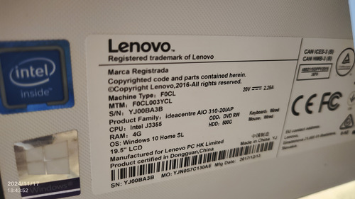 All In One Lenovo Ideacentre 310-20iap, 8gb Ram (Usado)