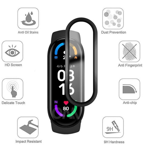 Imagem 3 de 4 de Película De Proteção 3d Hidrogel Xiaomi Mi Band 6