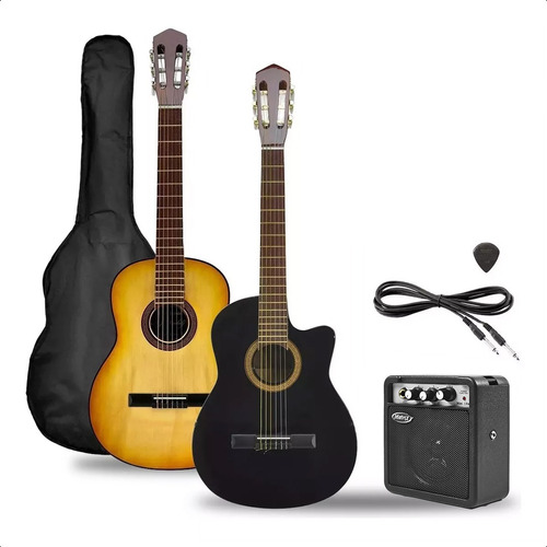 Combo Guitarra Electrocustica Con Corte Cuerdas Nylon + Amplificador + Funda + Cable + Pua Pack Completo Envío Gratis