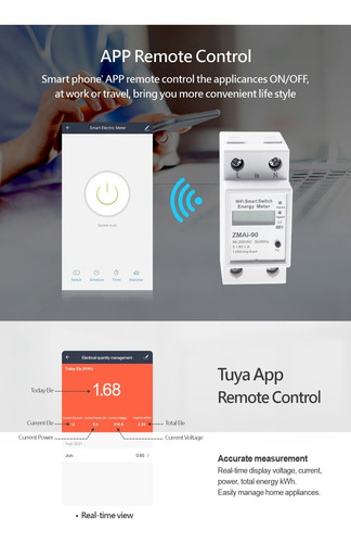 Imagen 6 de 10 de Llave Toma Medidor Consumo Wifi Tuya Smart