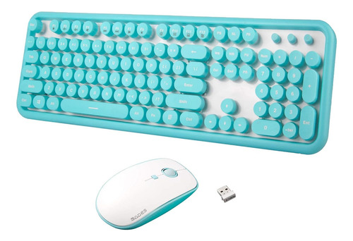 Mouse Y Teclado Retro Para Pc Universal | Azul / Inalambr...