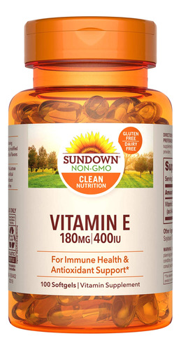 Sundown Naturals Vitamina E 400iu Di-alpha, 100 Perlas Sintt