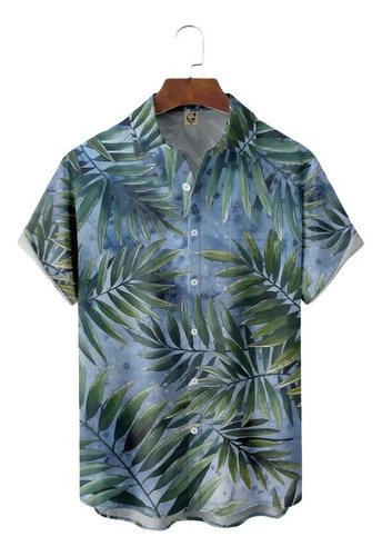 Camisa Hawaiana Unisex Con Plantas Tropicales, Camisa De Pla