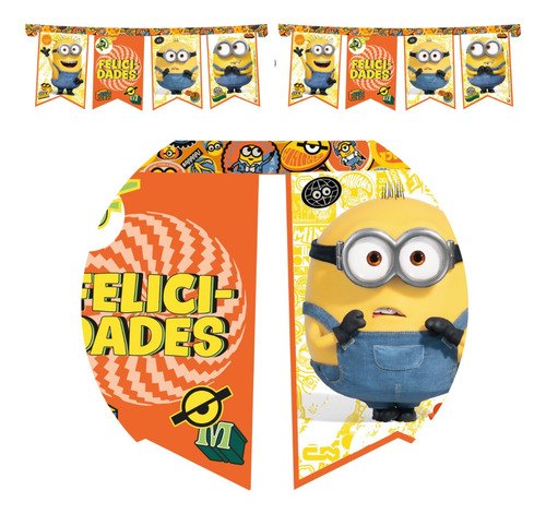 Banderin Feliz Cumple Minions Decoracion Disney Original