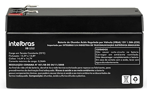 Bateria 12 V 1,2ah Para Alarme De Incêndio Xb1212 Intelbras